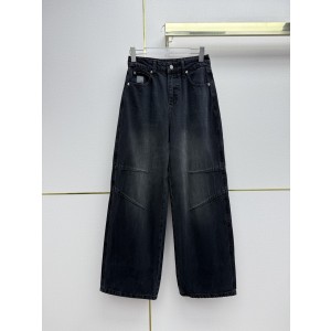 로에베(Loewe) 그라데이션 자수 와이드 데님 팬츠 바지 의류