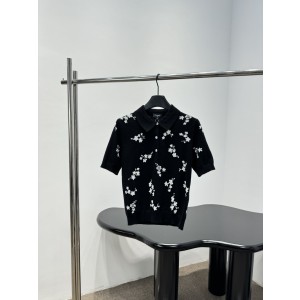 샤넬(Chanel) 코튼 실크 플라워 폴로 카라 반팔 니트 의류