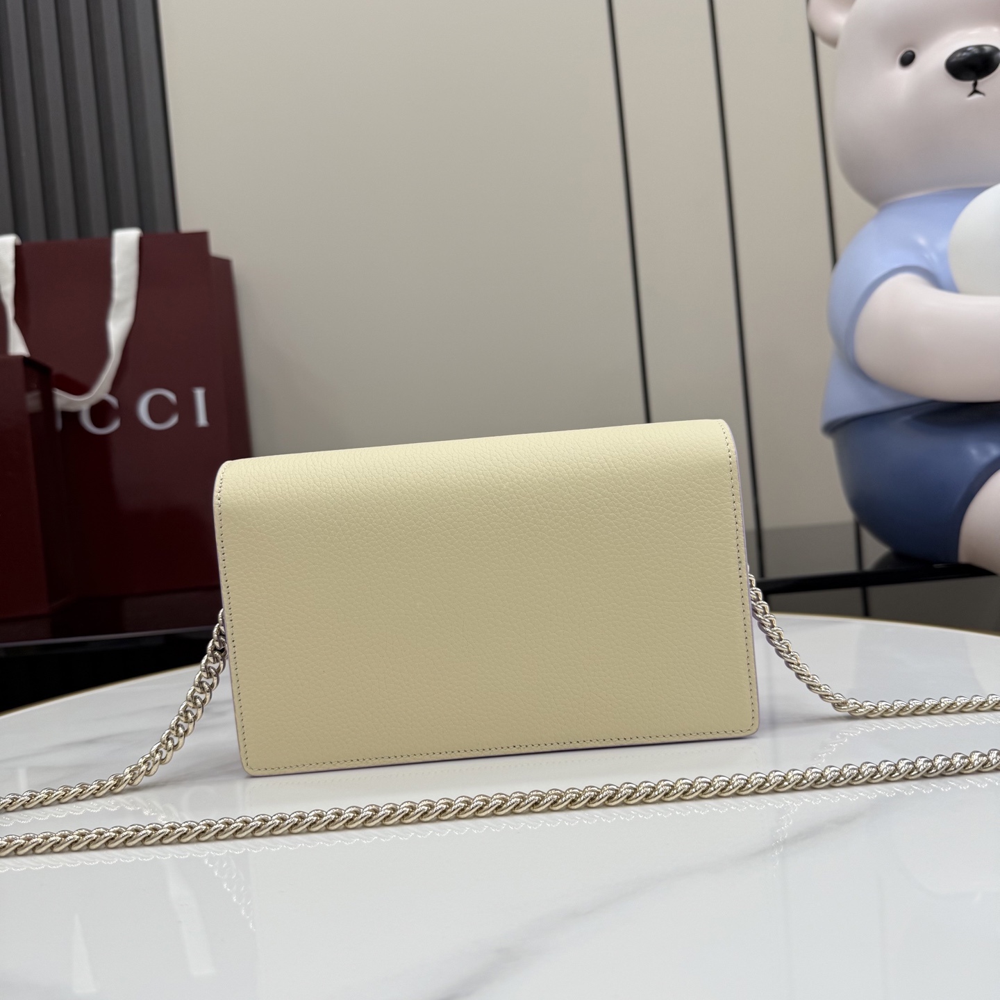 GUCCI 구찌 GG 마몽 체인 월렛 지갑 미니백 가방 - 옐로우 & 라이트 퍼플 (497985)