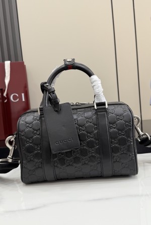 GUCCI 구찌 GG 엠블럼 블랙 엠보싱 보스턴백 가방 (855789)