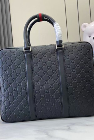 GUCCI 구찌 GG 엠블럼 블랙 엠보싱 비즈니스 브리프케이스 서류 가방