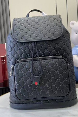 GUCCI 구찌 GG 엠블럼 블랙 엠보싱 럭셔리 백팩 가방 (854750)