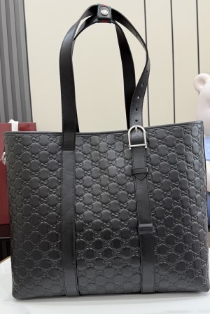 GUCCI 구찌 GG 엠블럼 블랙 엠보싱 프리미엄 토트백 가방 (850218)
