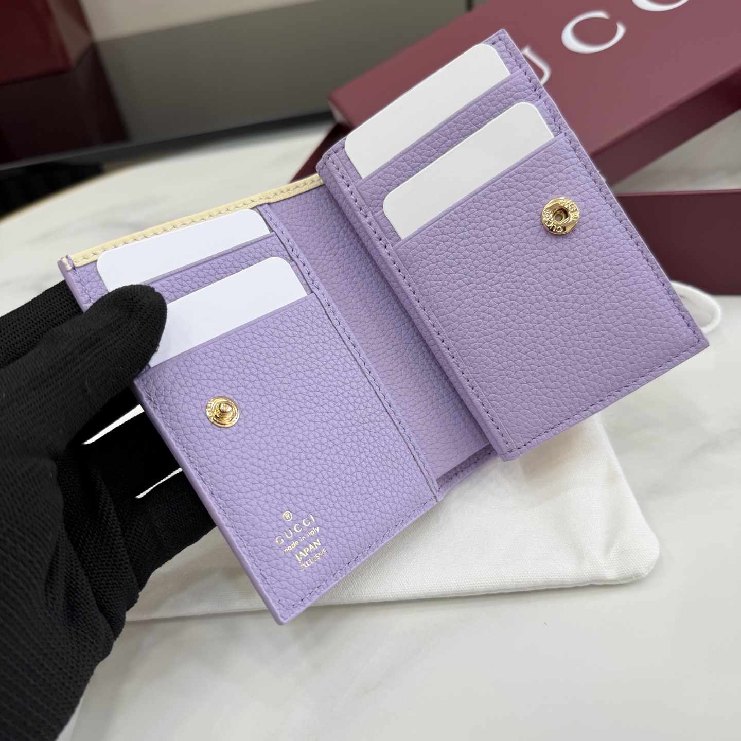 GUCCI 구찌 GG 마몽(Marmont) 옐로우 & 라이트 퍼플 미니 지갑 (772328)