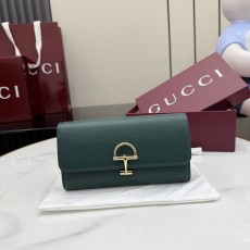 GUCCI 구찌 하프 홀스빗 레더 플랩 장지갑 - 그린 (848791)