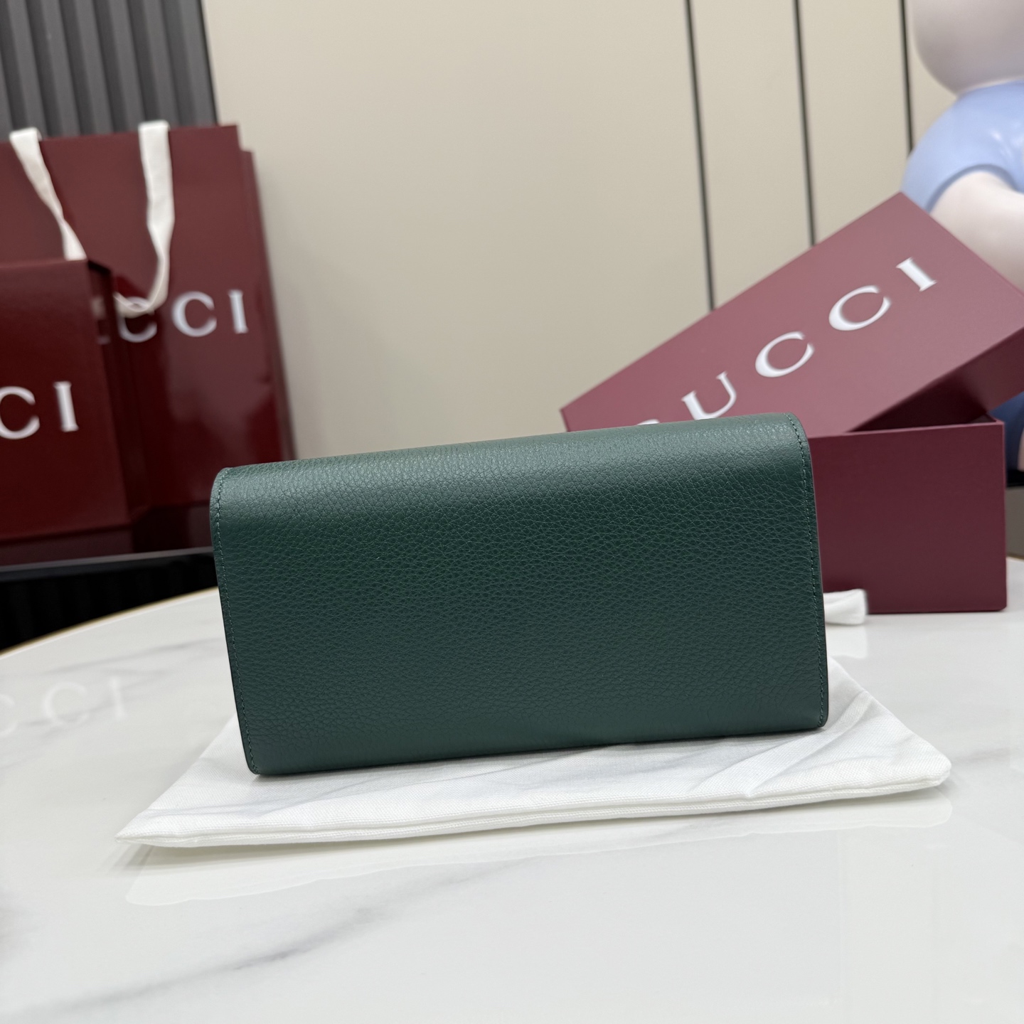 GUCCI 구찌 하프 홀스빗 레더 플랩 장지갑 - 그린 (848791)