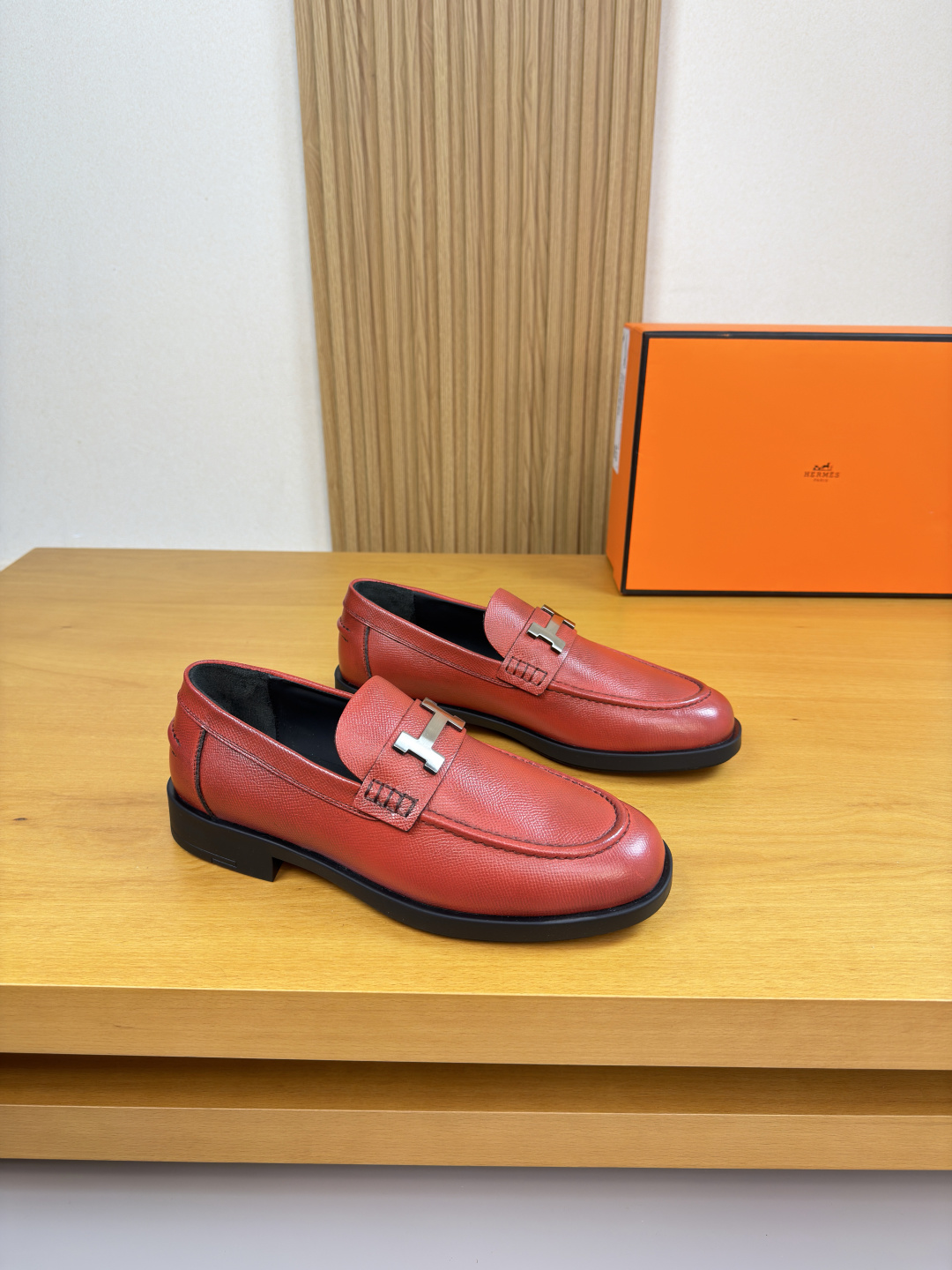 HERMES 에르메스 핸드그레인 레더 드레스 슈즈 구두 신발