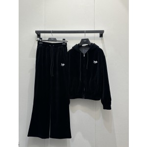 Celine 셀린느 벨벳 트레이닝 후드 집업 + 팬츠 바지 셋업 세트 의류