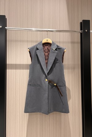 LV 루이비통 모노그램 안감 언밸런스 지퍼 베스트 조끼 민소매 자켓 재킷 의류