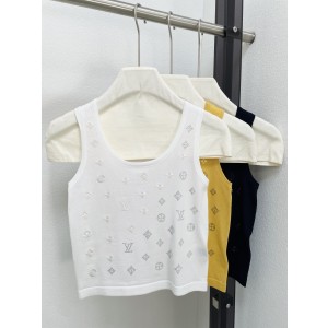 Louis Vuitton LV 루이비통 신상 로고 자수 & 핫픽스 U넥 민소매 나시 의류
