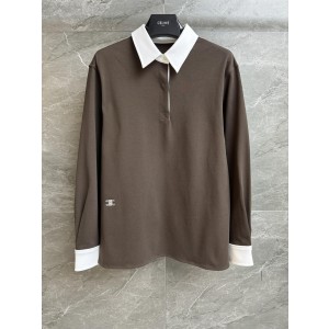 Celine 셀린느 배색 자수 폴로 카라 긴팔 티셔츠 의류