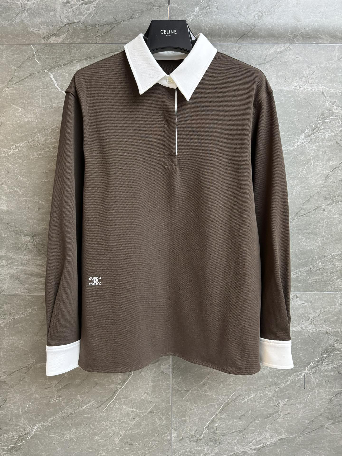 Celine 셀린느 배색 자수 폴로 카라 긴팔 티셔츠 의류