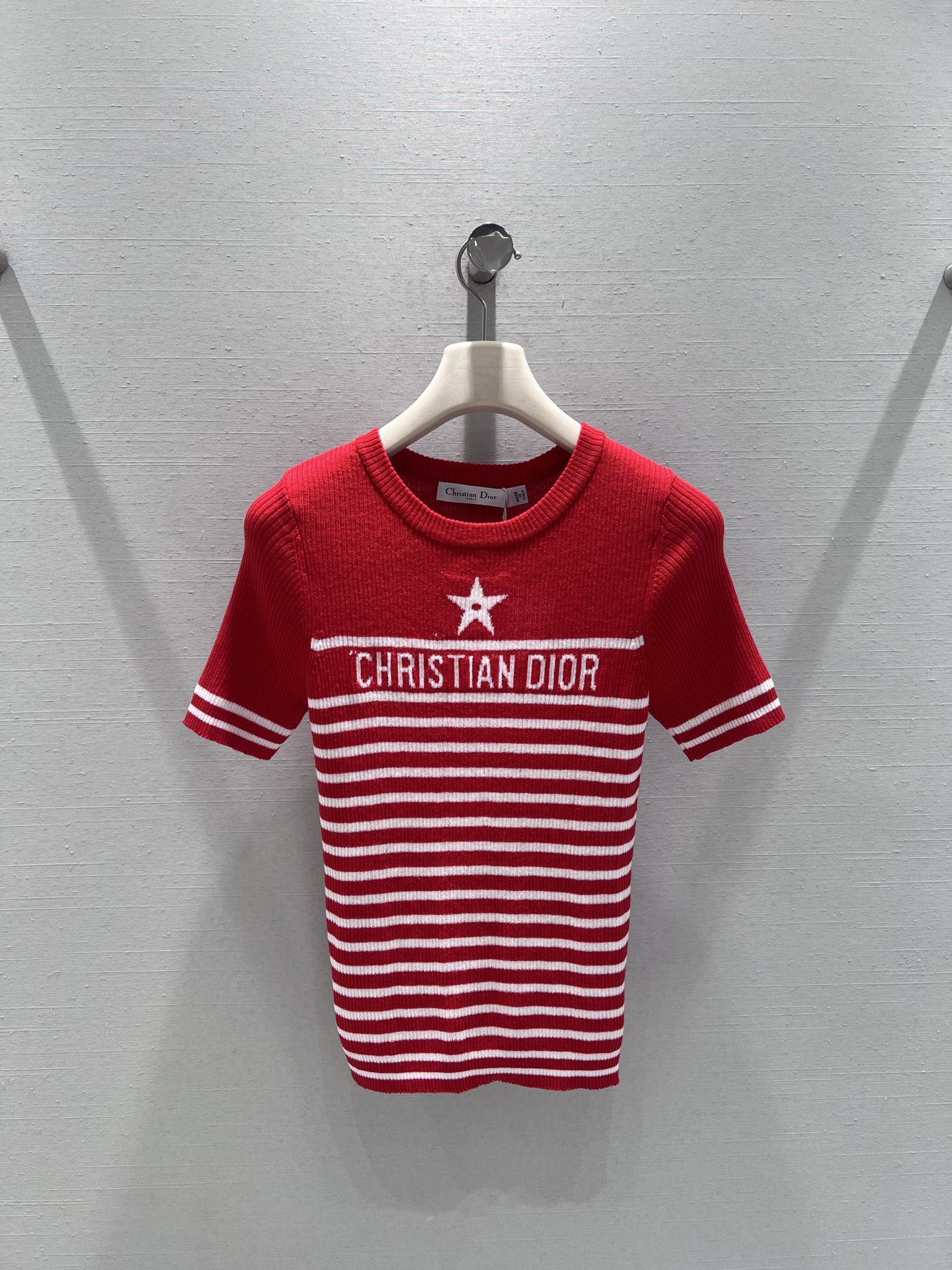 Dior CD 디올 스트라이프 럭키스타 니트 반팔 의류