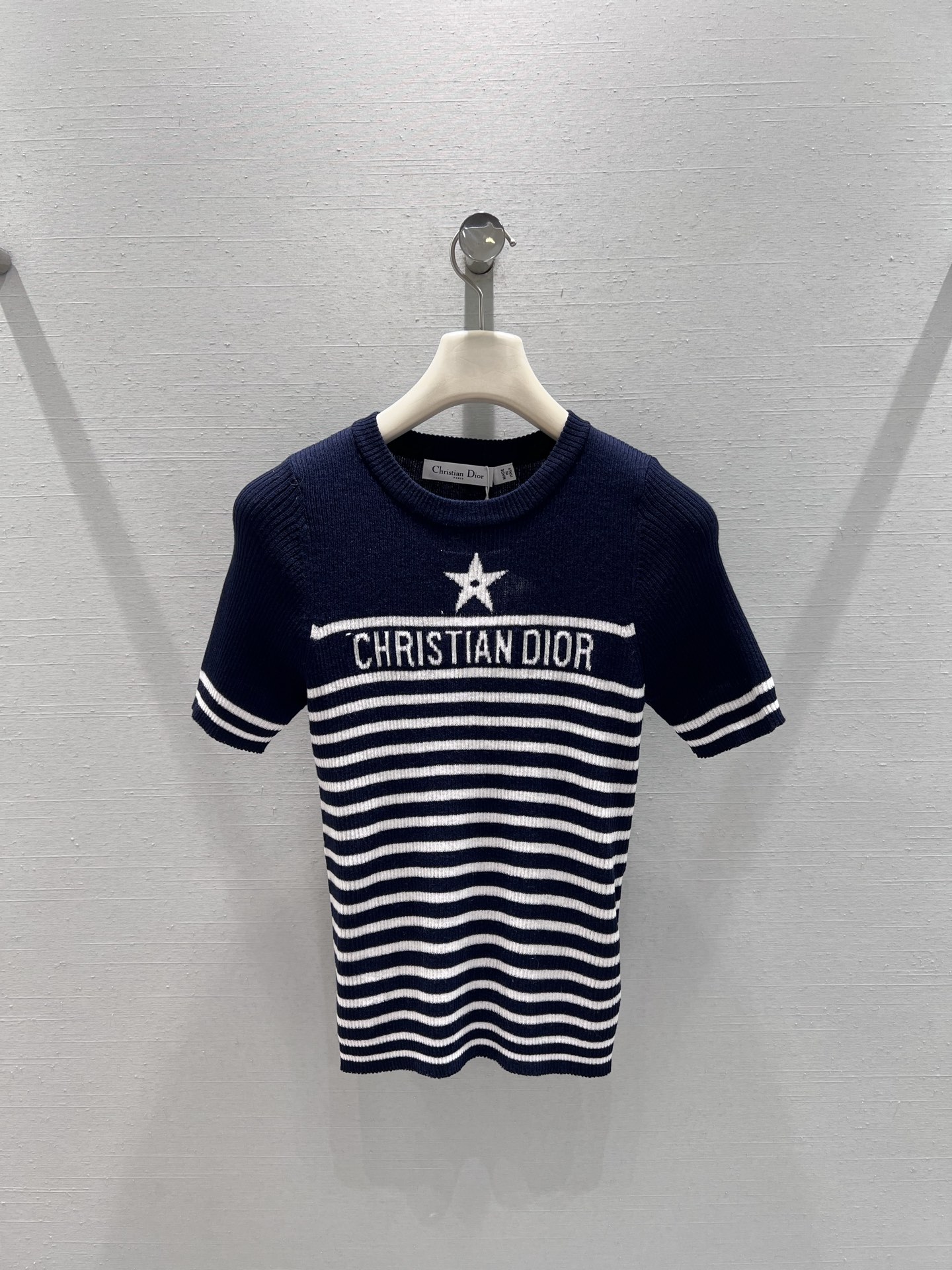 Dior CD 디올 스트라이프 럭키스타 니트 반팔 의류