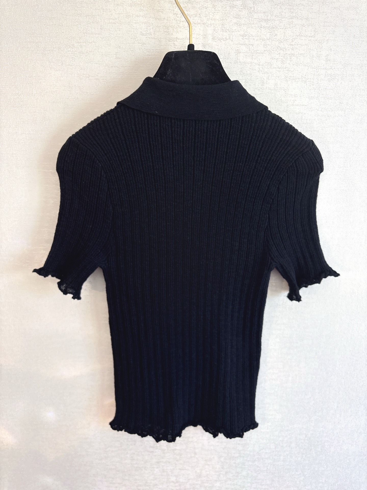 Chanel 샤넬 솔리드 카라 니트 반팔 의류