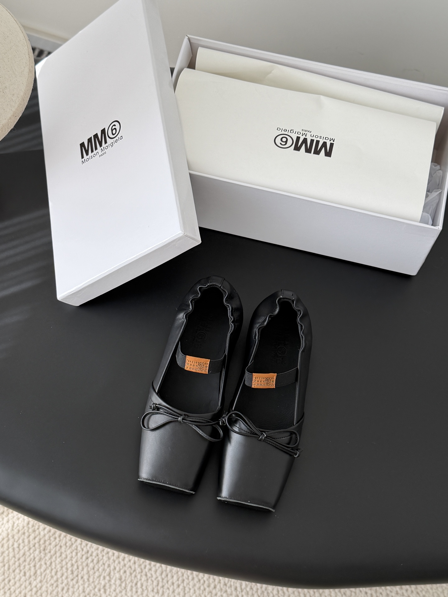 [Maison Margiela] MM6 메종 마르지엘라 스퀘어 토 리본 발레리나 단화 플랫 슈즈 신발