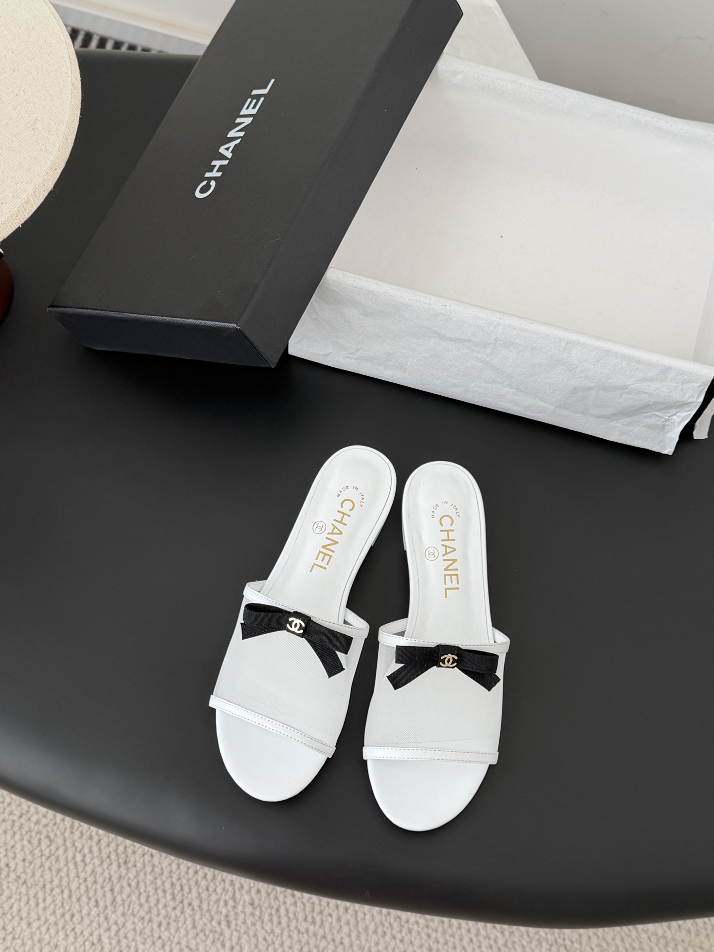 Chanel 26K 샤넬 리본 망사 메쉬 슬리퍼 샌들 신발