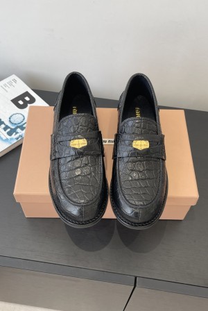 miumiu 미우미우 럭키 코인 레더 로퍼 구두 신발