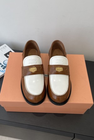 miumiu 미우미우 럭키 코인 레더 로퍼 구두 신발