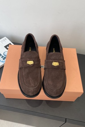 miumiu 미우미우 럭키 코인 레더 로퍼 구두 신발