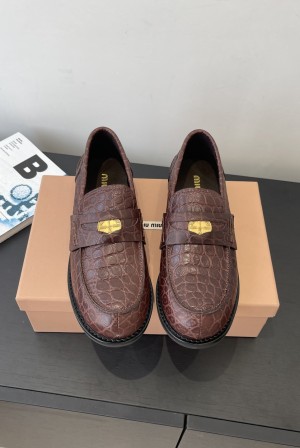 miumiu 미우미우 럭키 코인 레더 로퍼 구두 신발