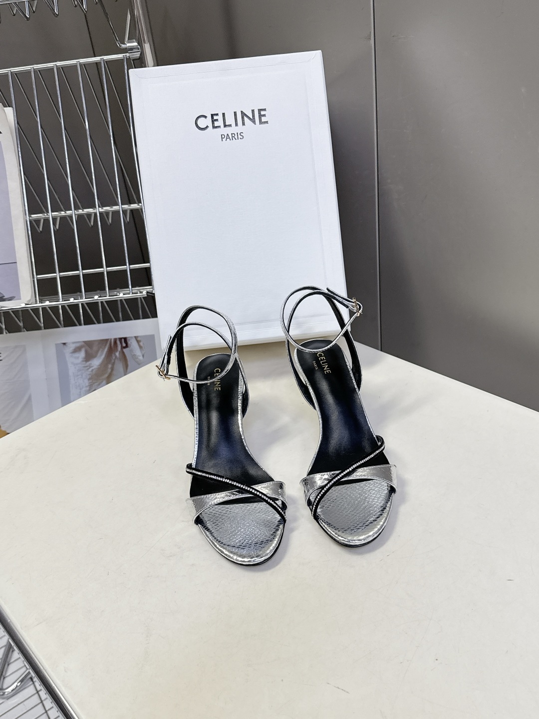 Celine 셀린느 런웨이 크리스탈 포인티드 펌프스 힐 구두 신발 6cm