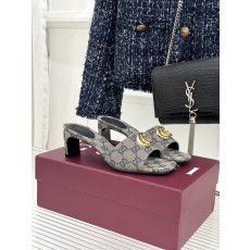 Gucci 구찌 클래식 더블G 메탈릭 청키 힐 슬리퍼 샌들 신발