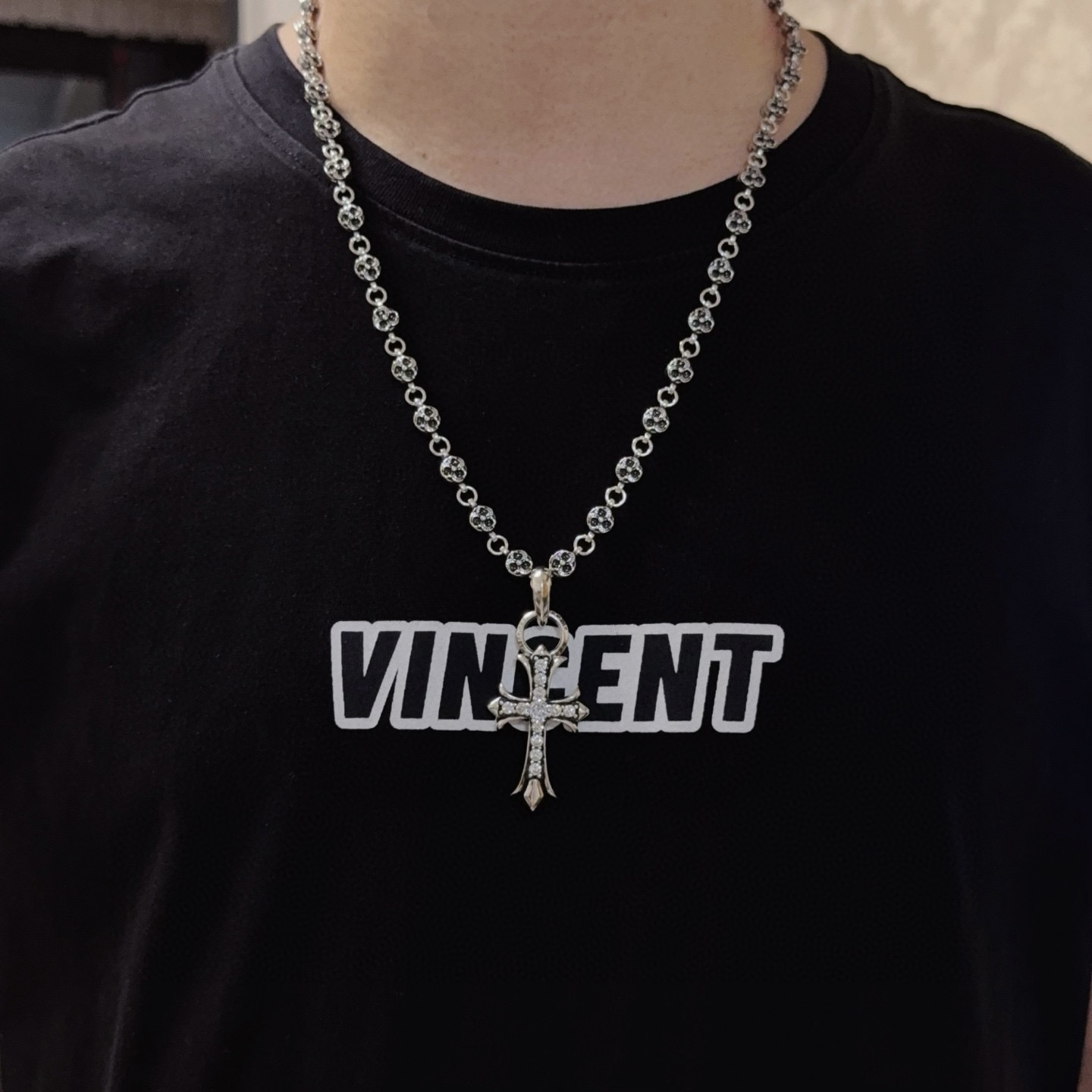 크롬하츠(CHROME HEARTS) 볼 십자가 목걸이 악세사리