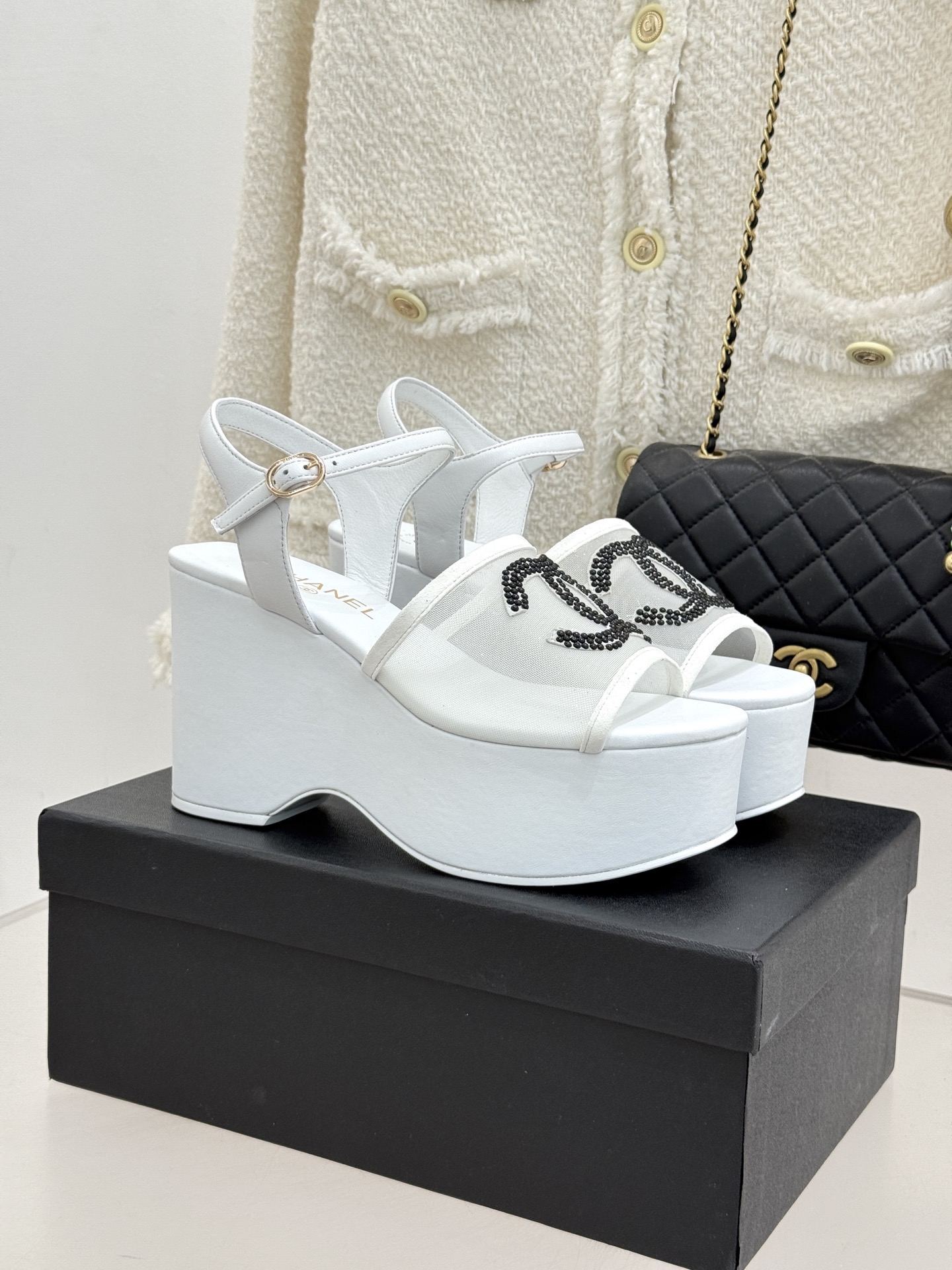 Chanel 26P 샤넬 크리스탈 더블C 플랫폼 샌들 신발