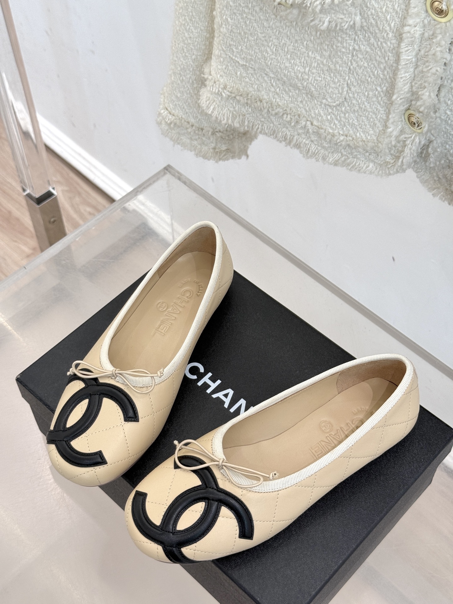 Chanel 샤넬 빈티지 퀼팅 리본 발레리나 플랫 슈즈 신발