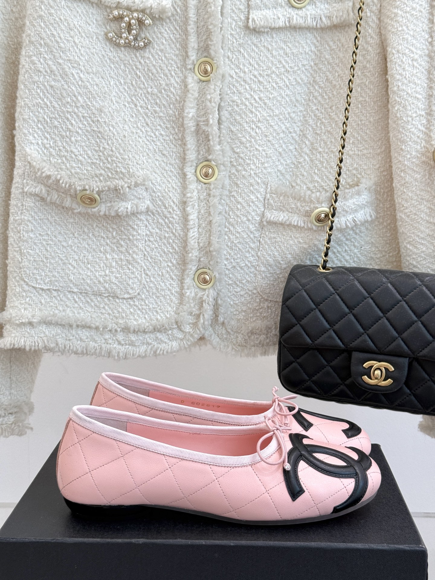 Chanel 샤넬 빈티지 퀼팅 리본 발레리나 플랫 슈즈 신발