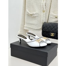 Chanel 샤넬 수입 스톤 더블C 리본 키튼 힐 슬리퍼 샌들 신발