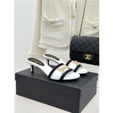 Chanel 샤넬 스톤 더블C 리본 키튼 힐 슬리퍼 샌들 신발