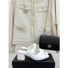 Chanel 샤넬 25A 신상 더블C 리본 청키 힐 굽 슬리퍼 샌들 신발