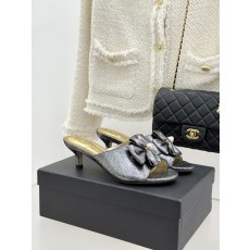 Chanel 샤넬 26C 더블 리본 스톤 로고 슬리퍼 샌들 신발