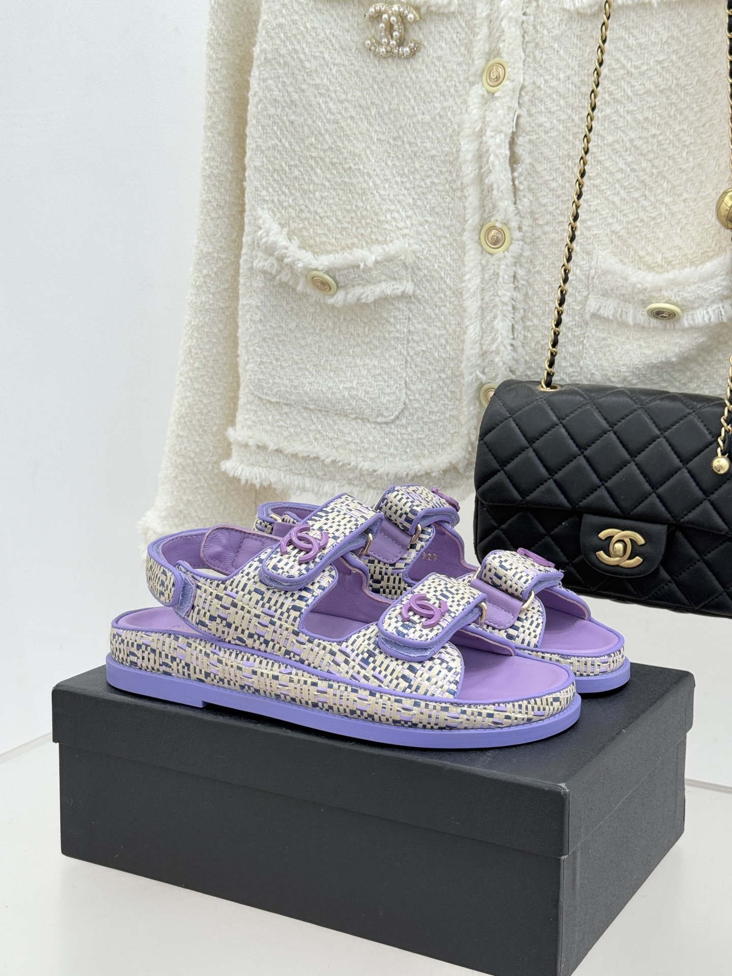 Chanel 클래식 더블C 벨크로 샌들 슬리퍼 신발