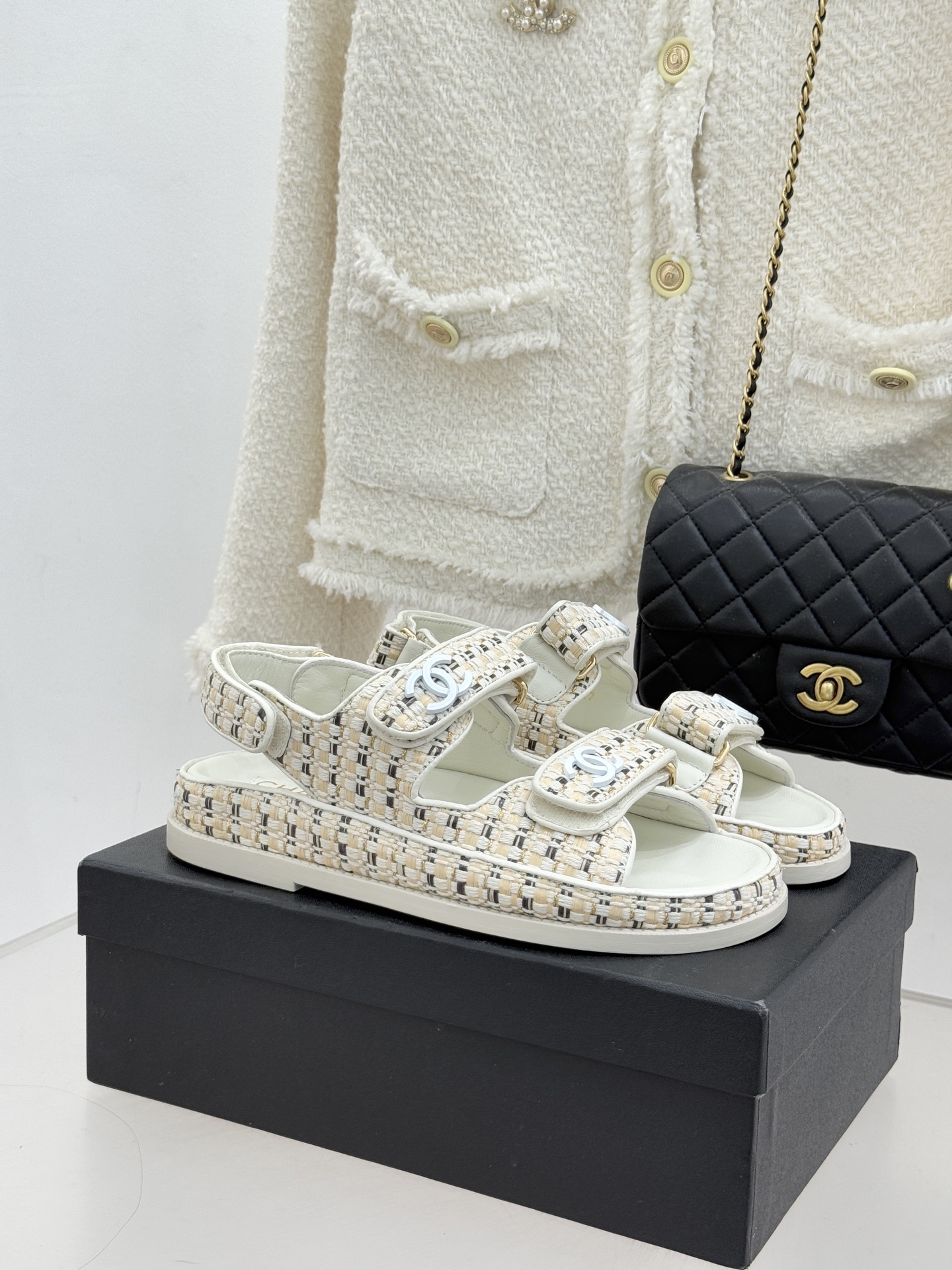 Chanel 클래식 더블C 벨크로 샌들 슬리퍼 신발