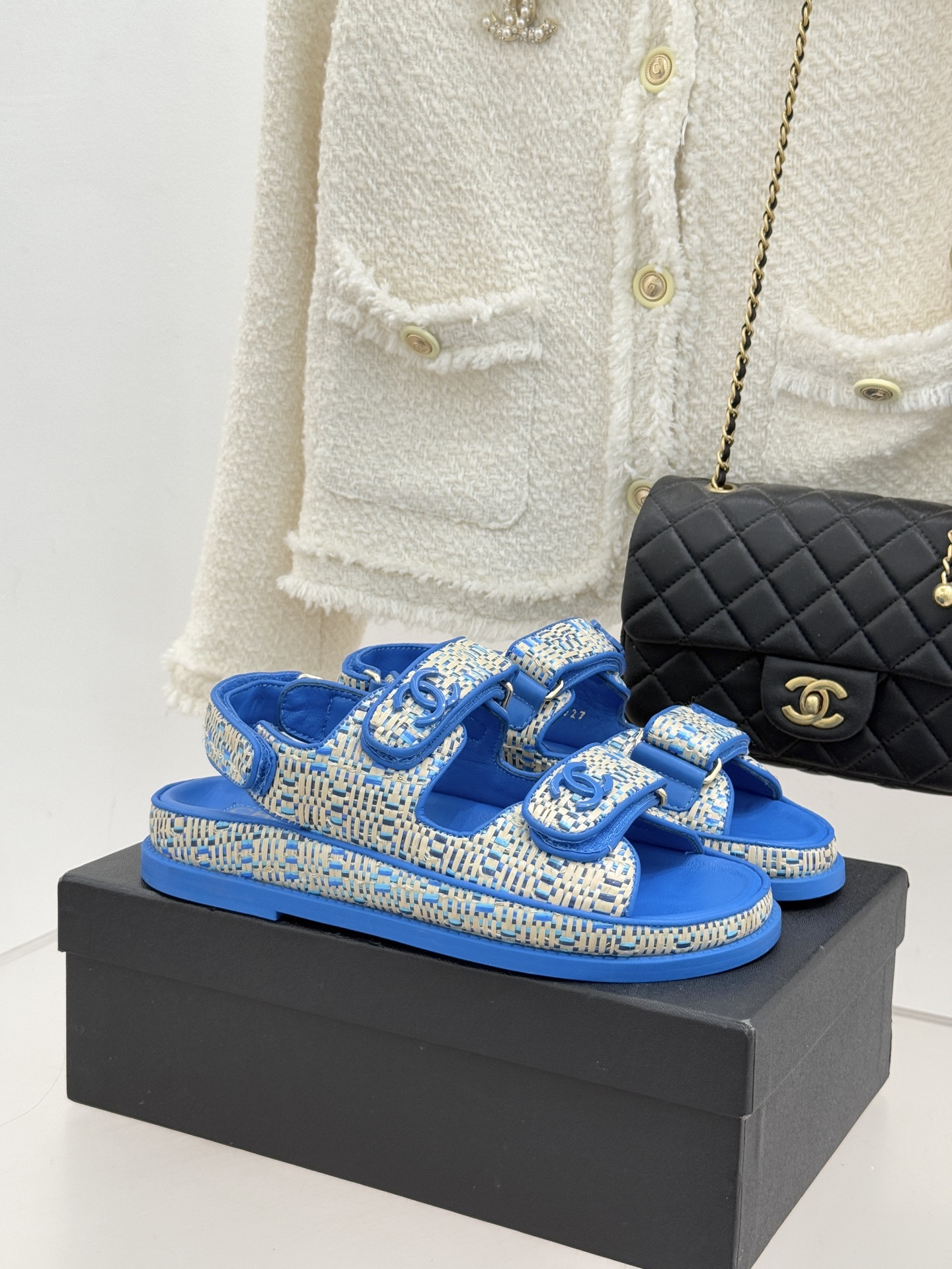 Chanel 클래식 더블C 벨크로 샌들 슬리퍼 신발