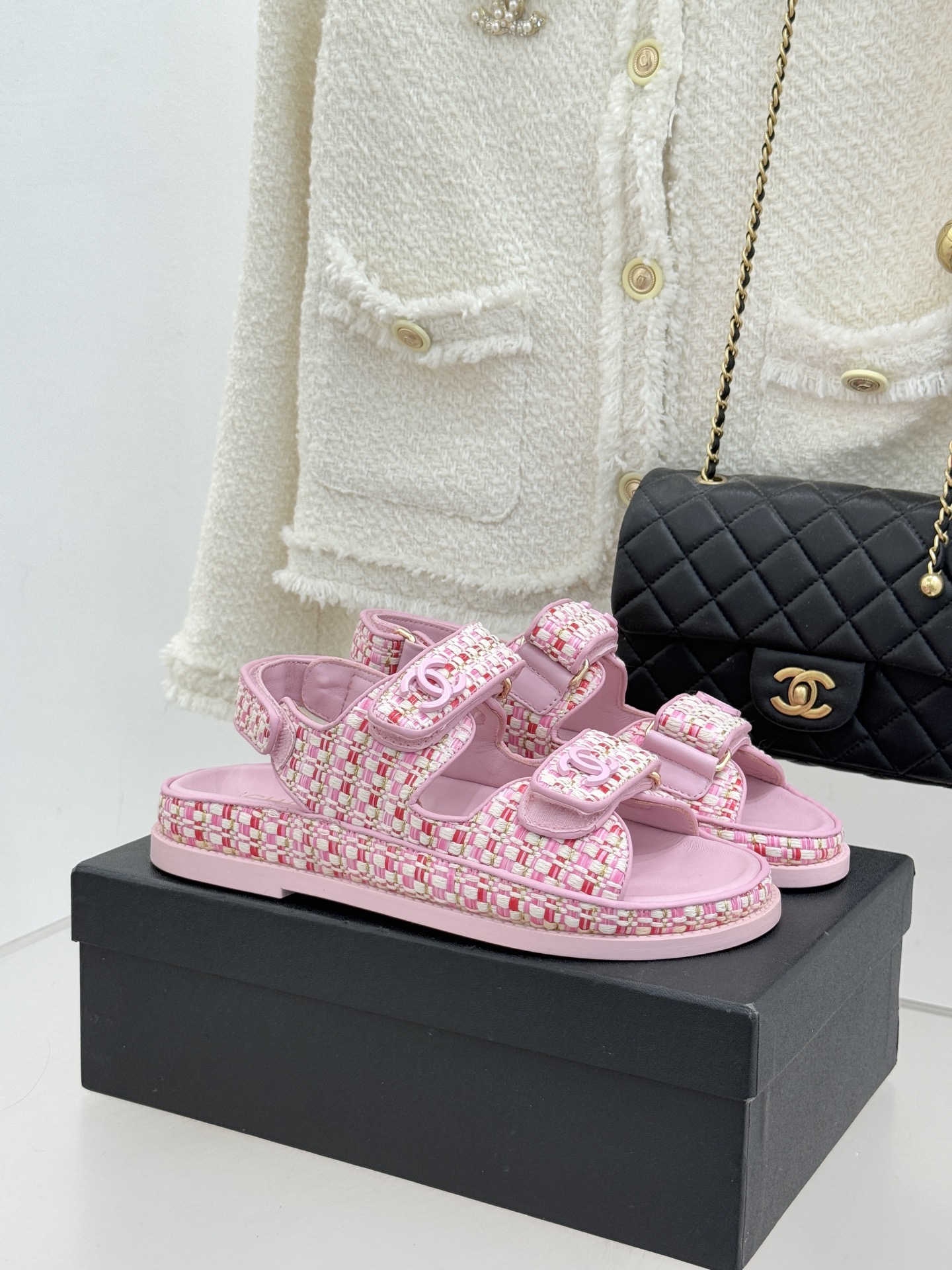 Chanel 클래식 더블C 벨크로 샌들 슬리퍼 신발