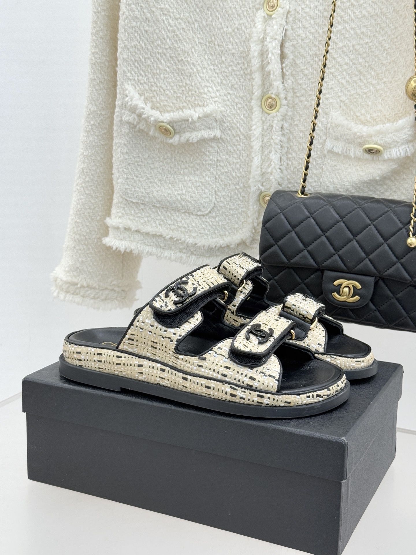 Chanel 클래식 더블C 벨크로 샌들 슬리퍼 신발