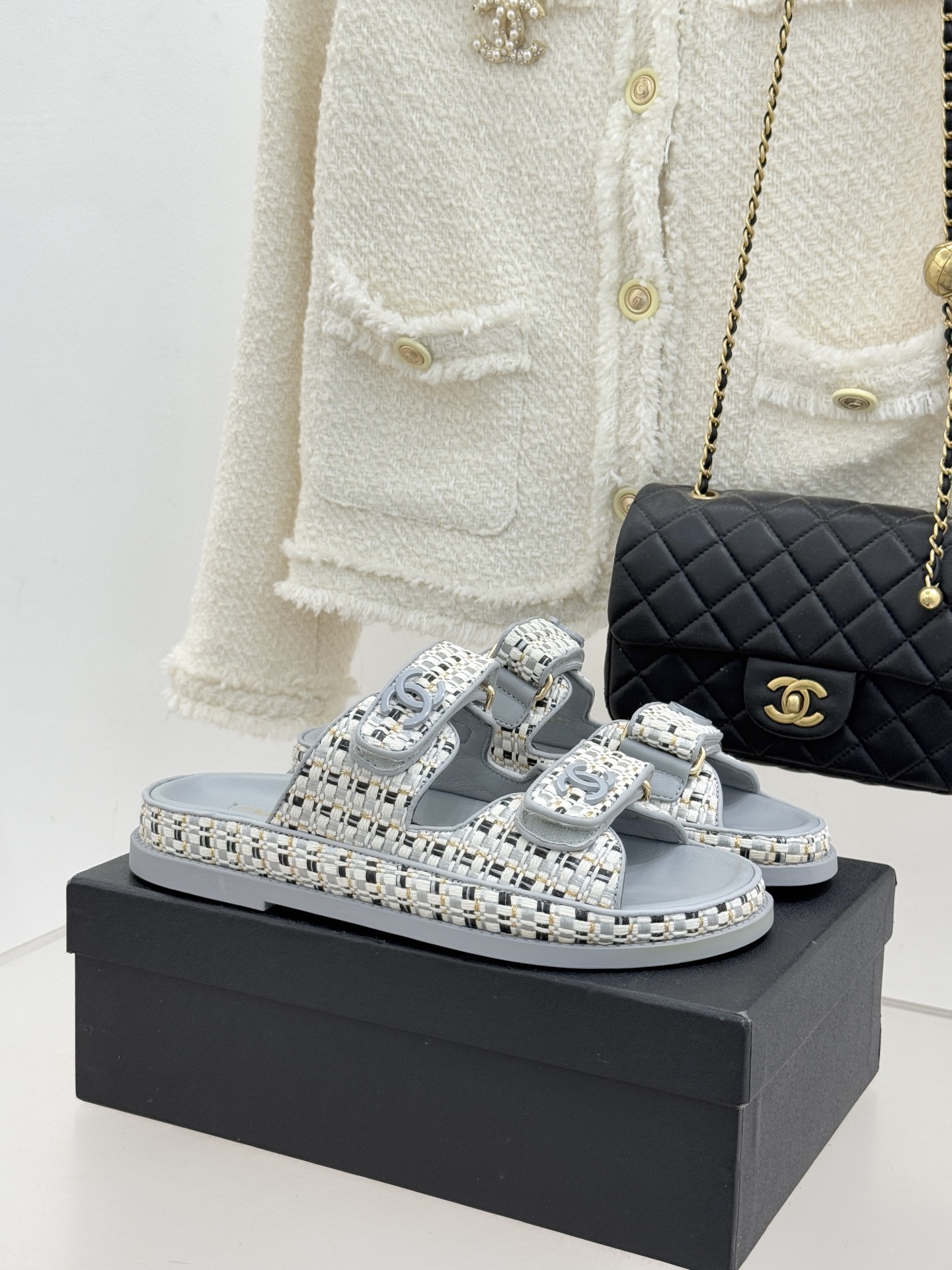 Chanel 클래식 더블C 벨크로 샌들 슬리퍼 신발