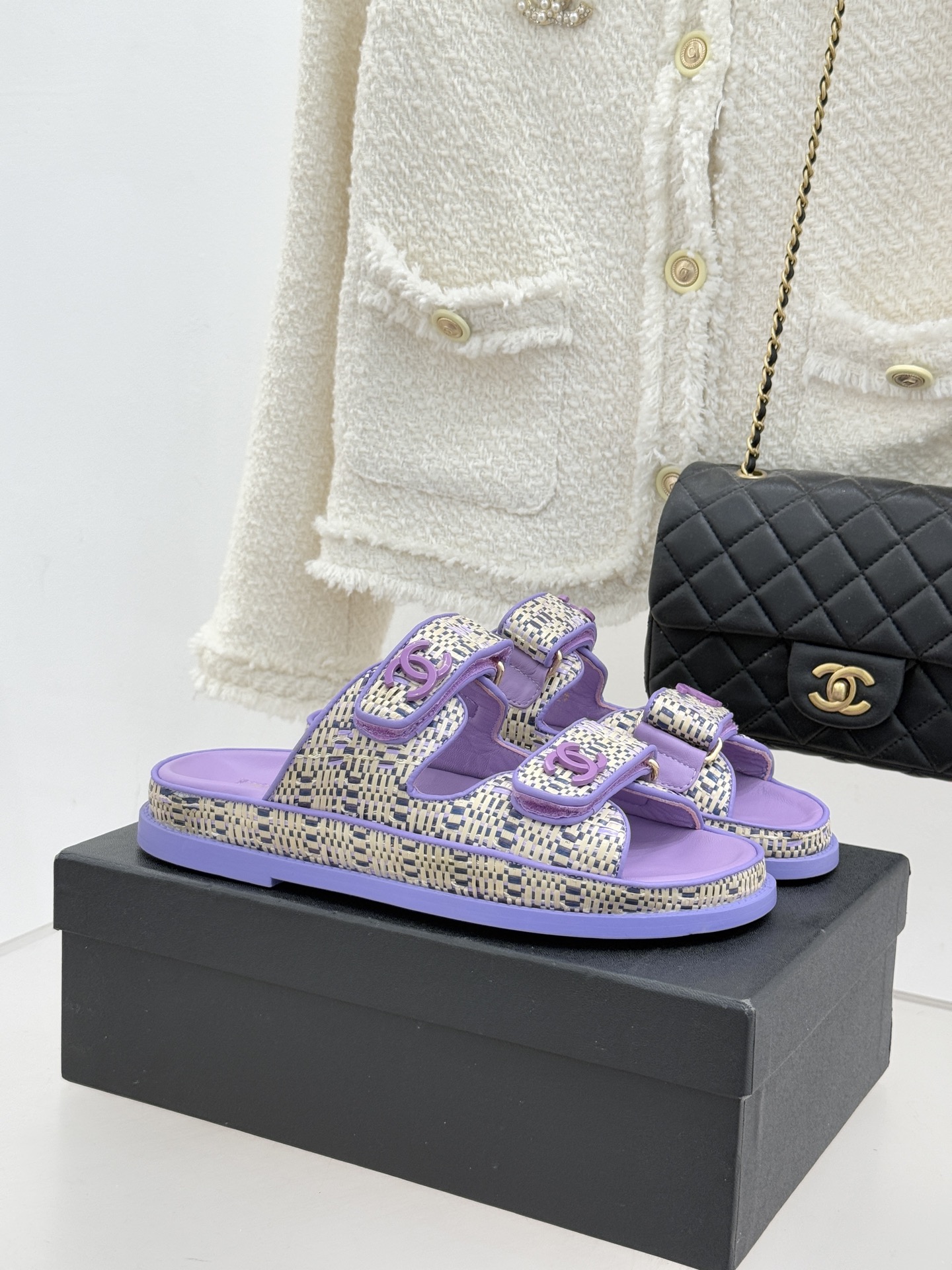 Chanel 클래식 더블C 벨크로 샌들 슬리퍼 신발