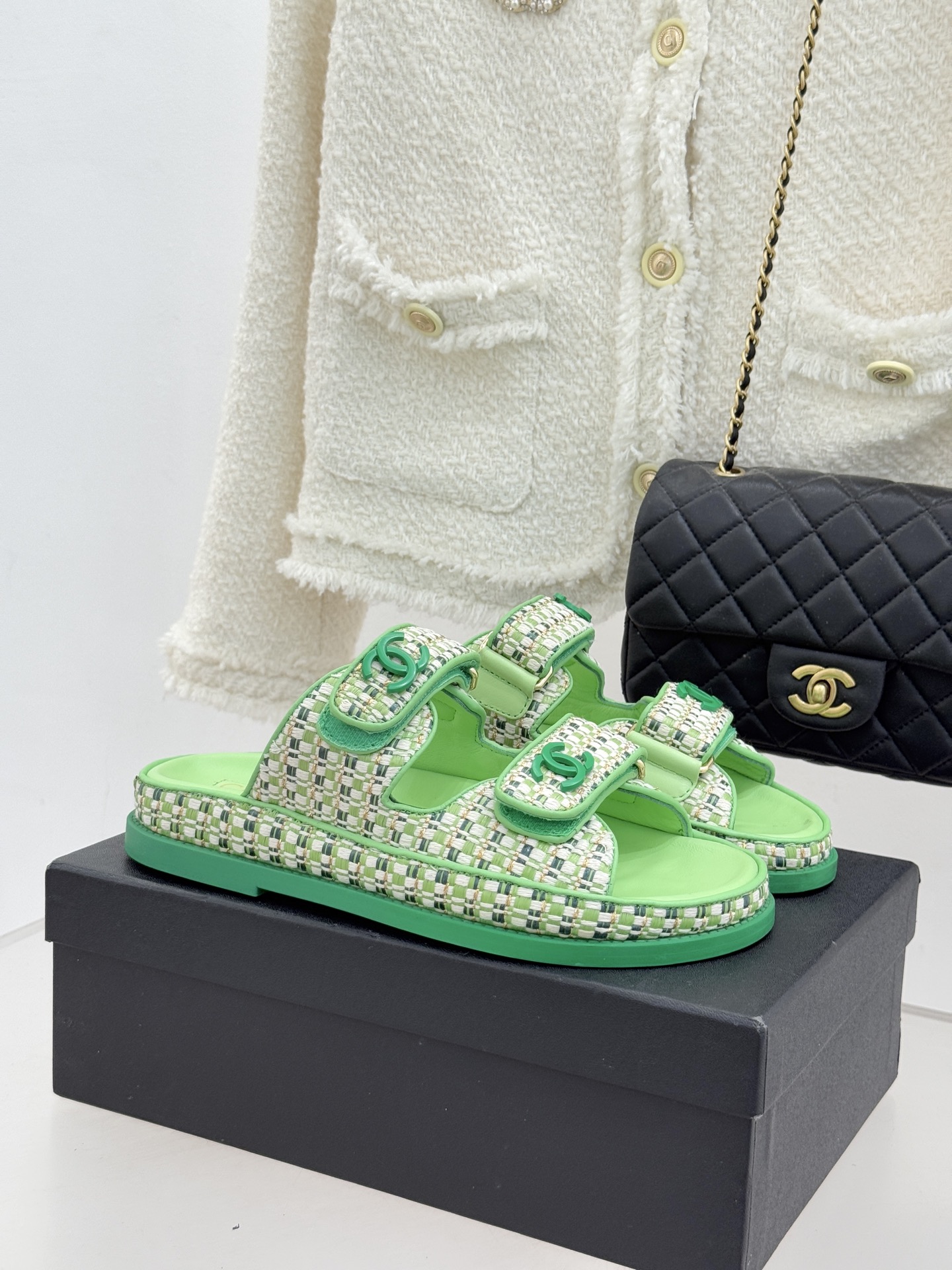 Chanel 클래식 더블C 벨크로 샌들 슬리퍼 신발