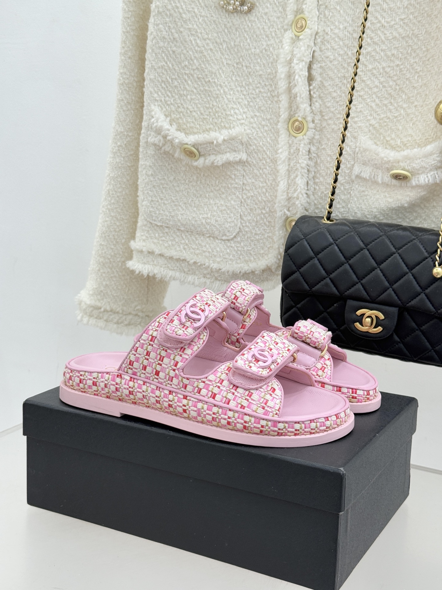 Chanel 클래식 더블C 벨크로 샌들 슬리퍼 신발