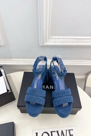 샤넬(CHANEL) 패브릭 플랫폼 하이힐 샌들 신발