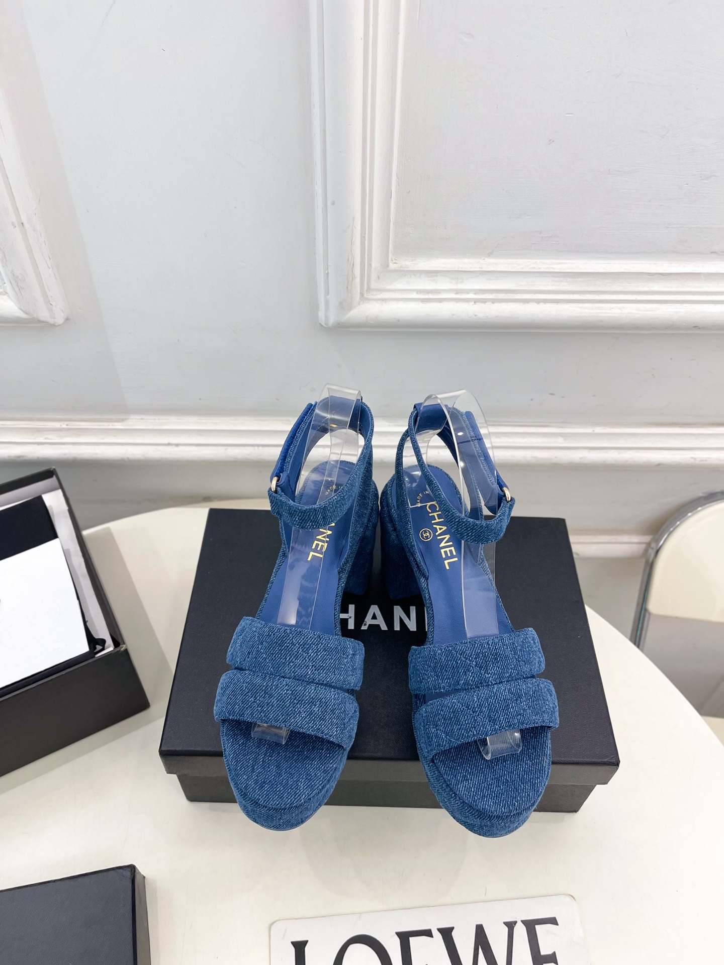 샤넬(CHANEL) 패브릭 플랫폼 하이힐 샌들 신발