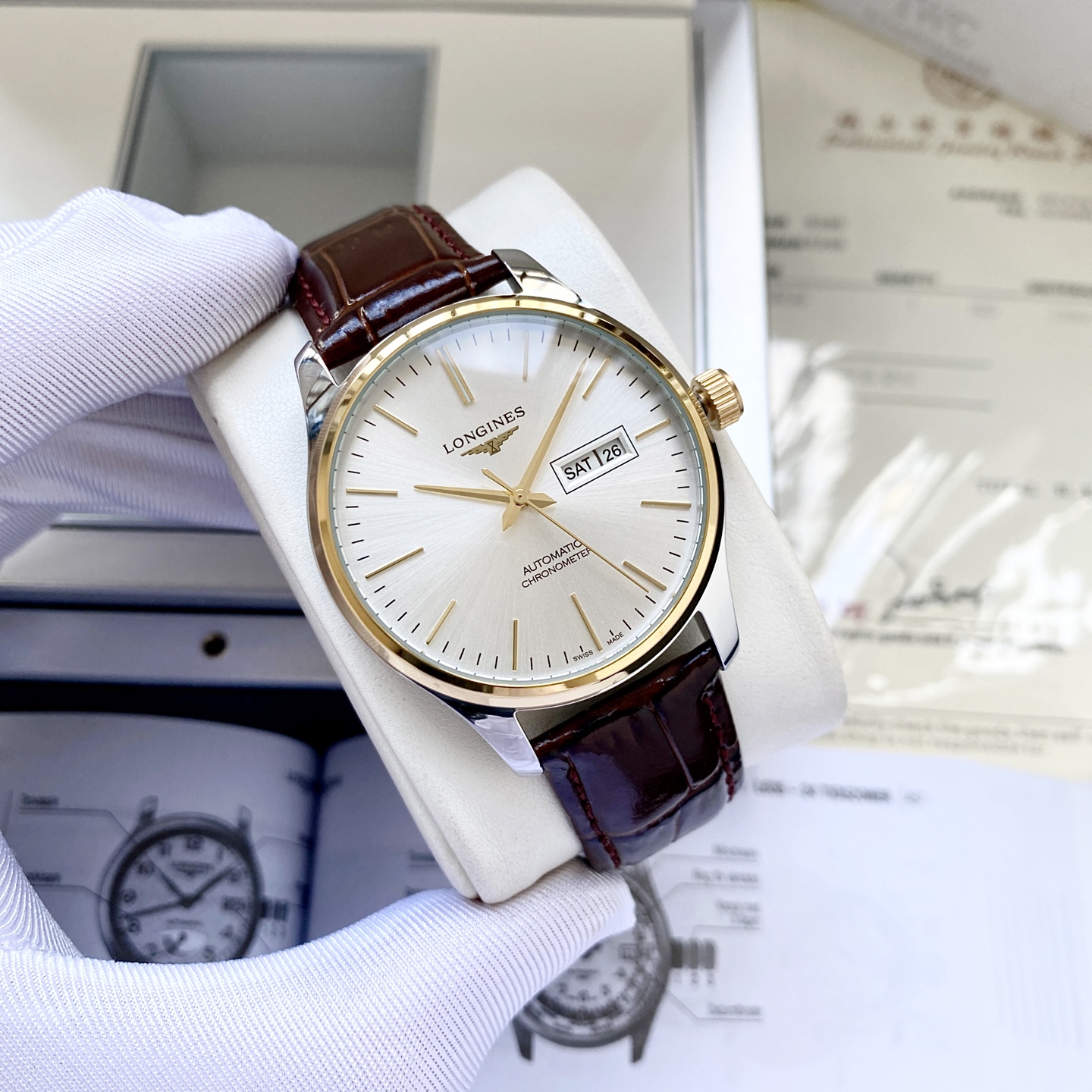 Longines 론진 Record 개척자 시리즈 남성용 워치 시계