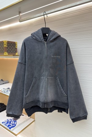 발렌시아가(Balenciaga) 레이어드 코카콜라 지퍼 후드 집업 워싱 자켓 재킷 의류