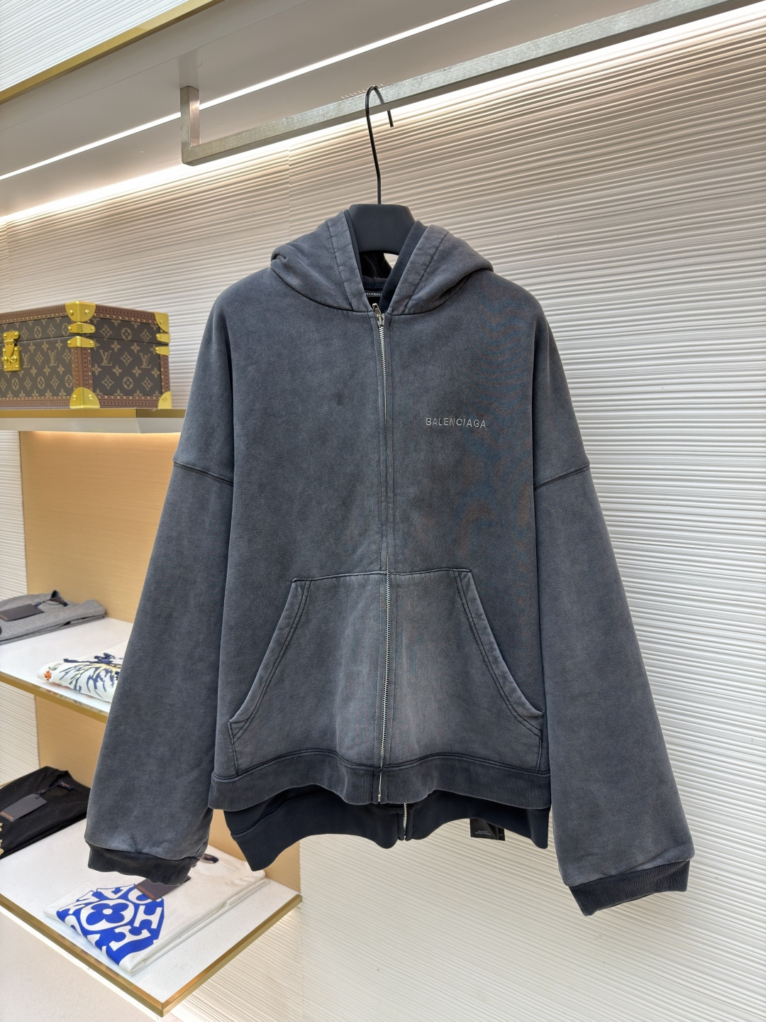 발렌시아가(Balenciaga) 레이어드 코카콜라 지퍼 후드 집업 워싱 자켓 재킷 의류