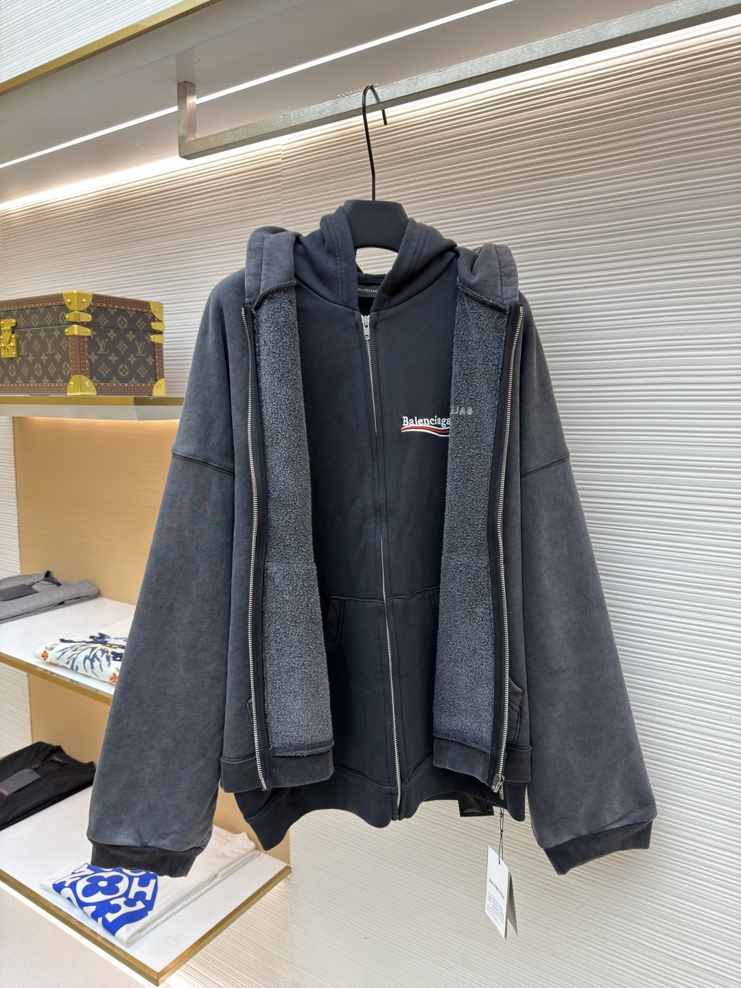 발렌시아가(Balenciaga) 레이어드 코카콜라 지퍼 후드 집업 워싱 자켓 재킷 의류